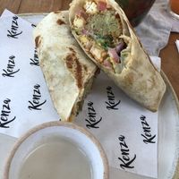 Falafel and tempeh wrap (ask for it vegan and with extra tahini dressing)   at Kenza in 