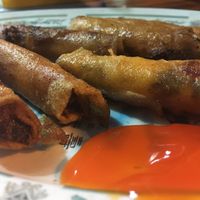 The fried spring rolls were a tasty, greasy starter. They weren't among the best we'd had in Vietnam, but they were still well worth ordering. at Happy Platters in Dong Hoi