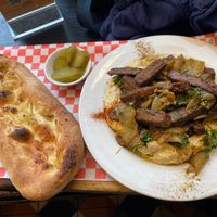 Hummus plate with focaccia upgrade 25 #Veganuary at Cafe Landwer - University Ave in Toronto