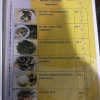Menu at Yawee in Koh Lanta