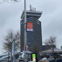 the hostel is exactly next to the tower with the rooftop swing  at Clinknoord in Amsterdam