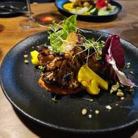 cauliflower steak
ROASTED PAPRIKA AND TOMATO CREAM, HUMMUS WITH BEETROOT, KING TRUMPET MUSHROOM at Rataskaevu 16 in Tallinn