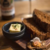 Fresh oven baked bread and a little greeting from the kitchen at Rataskaevu 16 in Tallinn