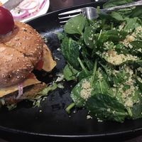 Vegan Burger/cheese and spinach salad.  at CRAVE in Roseville