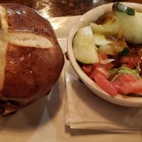 Black bean burger w/salad side (after a few bites) at Burgerhaus in Schererville