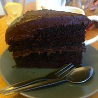 Double chocolate cake at The Green Way Cafe in Matlock