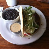 Falafel with a cup of beans and rice ($3 extra) at Wildflower Cafe and Bakery in Arcata