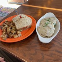 Biscuits and gravy, tempeh Reuben and breakfast potatoes  #Veganuary at Wildflower Cafe and Bakery in Arcata