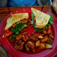 Vegan Happy Waitress sandwich with country potatoes at Wildflower Cafe and Bakery in Arcata
