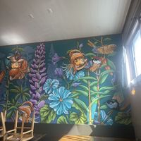 Inside mural  at Wildflower Cafe and Bakery in Arcata
