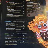 Menu  at Restaurant Indonesia in Napier