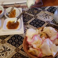 krupuk with condiments at Restaurant Indonesia in Napier