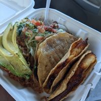 Potato taco plate at Plant Love Food in El Monte