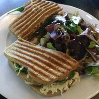 veganized chicken, spinach and artichoke panini at Red Velvet Cafe - Sahara in Las Vegas