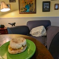 breakfast sandwich at Flying Cat Coffee in Portland
