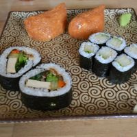 Sushi plate included in luch special at Cha-Ya in Berkeley