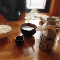 vegan miso soup, locally produced sake at Cha-Ya in Berkeley