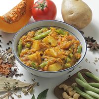 Roasted Pumpkin and Potatoes with added beans cooked with fragrant spices   at Veganersworld 莘咖哩  in Tainan