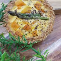 Cauliflower crusted with pumpkin and asparagus at Munch in Palmerston North