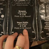 Menu at Abraxas in Amsterdam