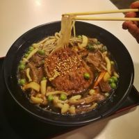 Soy meat ankake porcini mushroom soba. The yummy stock was filled with porcini flavour and the soy patty was very satisfying.  Slurp!   The Japanese staff at the restaurant told me at Healthy Soba IKI in Central Singapore