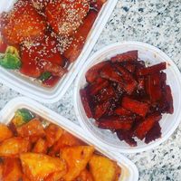 Sesame chk, bbq ribs, general tso’s tofu at Mei's Kitchen in Griswold