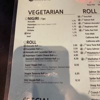 Menu at Sushi One in Portland