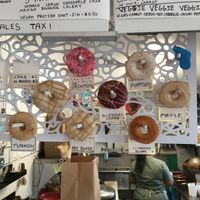 Vegan donut selection (clearly labeled) at Drift Dough in Rochester