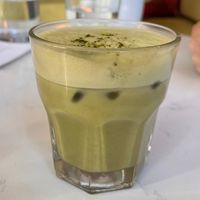 Asked if they could make the hot matcha latte on ice, no problem! at Community Restaurant in Oakville