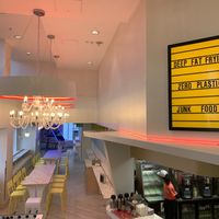 Interior is funky and relaxed - free basket ball arcade, table football and jenga  at Miami Burger Test Kitchen in Reading