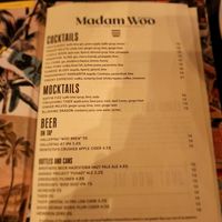 Drinks menu June 2024 at Madam Woo in Hamilton