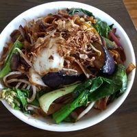 Char kway teow fried noodles (vegan) at Madam Woo in Hamilton
