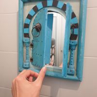 Super cute mirror in bathroom at Cabane  in Lisbon