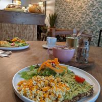 Avo toast and smashed tofu at Cabane  in Lisbon
