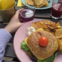 Burger and wrap at Cabane  in Lisbon
