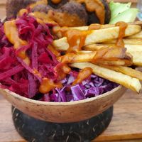 Lentil Croquettes with Rice at Yerbabuena in Bacalar