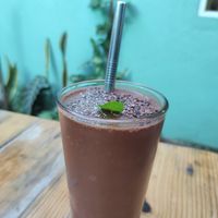 Chunky monkey smoothie at Yerbabuena in Bacalar
