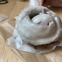 Vegan cinnamon roll from Split Vegan Bakehouse  at Bird Rock Coffee Roasters in San Diego