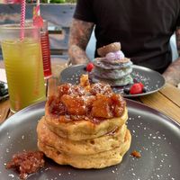 Pumpkin and Blueberry pancakes  at Mugs & Mermaids in The Hague