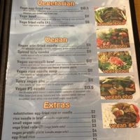 Vegan section of menu  at Lam's Vietnamese Restaurant in Sioux Falls