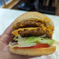 Vegan-N-Out Burger with two patties at Lord of the Fries - King St in Melbourne