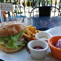 Mushroom vege burger at The Mossy Forest Cafe in Tanah Rata
