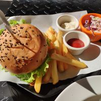 Mushroom burger at The Mossy Forest Cafe in Tanah Rata