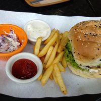 Mushroom burger at The Mossy Forest Cafe in Tanah Rata