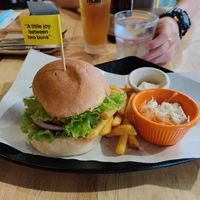 Chickpea burger at The Mossy Forest Cafe in Tanah Rata