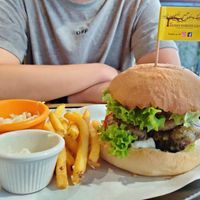 Shrooms burger (amazing taste) at The Mossy Forest Cafe in Tanah Rata
