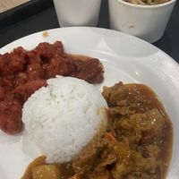 Sweet n sour, caldareta, fried noodles, rice and iced tea  at Bodhi in Metro Manila