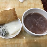 Almond pudding and almond milk with red beans  at Cǎo Xíng Jū 草行居 in Chiayi