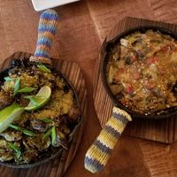 Utica greens and glazed brussel sprouts at Misters Bistro in Webb
