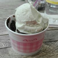 Dark chocolate ice cream, basil citrus ice cream (vegan) at Anna in Ingolstadt